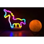 Sevimli Renkli Neon 3D Küre Stantlı, Pil + Kablo'lu Gece Lambası Çocuk Odası Festival Parti Dekorasyon