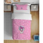 Sevimli Tavşan 3D Dijital Baskılı Tek Kişilik Kız Çocuk Genç Çarşafsız Nevresim Takımı - Pembe - 160 x 220 cm