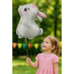 Sevimli Tavşan Çiçekli Model Tavşan Folyo Balon - Çok Renkli - 1 Adet