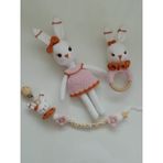 Sevimli Tavşan Uyku Arkadaşı Seti Amigurumi Organik Oyuncak