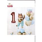 Sevimli Teddy Bear Ayi Folyolu 1 Yaş Kahve Folyolu Doğum Günü Parti Seti Süsü
