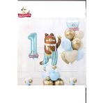 Sevimli Teddy Bear Ayi Folyolu 1 Yaş Mavi Folyolu Doğum Günü Parti Seti Süsü