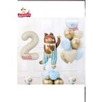 Sevimli Teddy Bear Ayi Folyolu 2 Yaş Krem Folyolu Doğum Günü Parti Seti Süsü