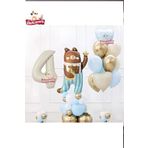 Sevimli Teddy Bear Ayi Folyolu 4 Yaş Krem Folyolu Doğum Günü Parti Seti Süsü