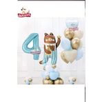 Sevimli Teddy Bear Ayi Folyolu 4 Yaş Mavi Folyolu Doğum Günü Parti Seti Süsü