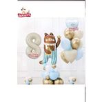 Sevimli Teddy Bear Ayi Folyolu 8 Yaş Krem Folyolu Doğum Günü Parti Seti Süsü