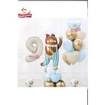 Sevimli Teddy Bear Ayi Folyolu 9 Yaş Krem Folyolu Doğum Günü Parti Seti Süsü