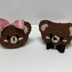 Sevimli Teddy Bear Saç Tokası Seti, Kahverengi Örgü, Pembe ve Siyah Fiyonklu, 2 Parça