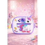 Sevimli Unicorn Dinozor Çocuk Kamerası Mor Anında Baskı Mini Fotoğraf Makinesi