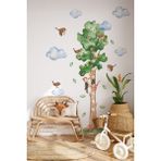 Sevimli Unicorn ve Rengarenk Figürler Temalı Boy Ölçer Boy Cetveli Sticker Seti Çocuk Çiçekli Yıldız - 60 x 100 cm - Kahverengi