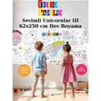 Sevimli Unicornlar Iıı 2.5 M Dev Boyama Kağıdı | Doğum Günü Partisi, Eğlenceli Oyuncak - Beyaz