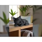 Sevimli Uyuyan Low-Poly Yavru Kedi Heykeli – Destek Gerektirmez, Modern Geometrik Dekoratif Figür - Cute Sleeping Low Poly Kitten (Support free)