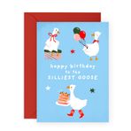 Sevimli ve Komik Doğum Günü Kartı – 'Silliest Goose' – Arkadaşlar, Eş, Koca, Oğul, Kızı, Yeğen, Yeğeni, Baba, Anne, Erkek Kardeş, Kız Kardeş, Kuzen, O, Ona Sevimli Hediyeler - Eğlenceli Çıkartmalarla