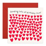 Sevimli ve Tatlı Doğum Günü Kartı Kalpleri – 'Sending Lots of Birthday Love' – Sevdikleriniz, Anne, Baba, O'nun, Arkadaşlarınız veya Aileniz için Tatlı ve İçten Bir Hediye - Kırmızı Zarf İçerir