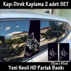Sevimli Yavru Kedi Oto Kapı Sticker 2Li Sağ Sol Kapı Direk İçin Folyo Kaplama - Tuning Modifiye Görünüm