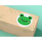 Sevimli Yeşil Kurbağa Yuvarlak Mat Çıkartma Round Cute Frog Sticker 4 Cm (40 Adet) (Kurbağa)