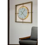 SEVİNÇ KONSEPT Gold Square Kristal Xlarge Büyük Boy (60 X 60 CM) Modern Dekoratif Ev Ofis Salon Metal Duvar Saati
