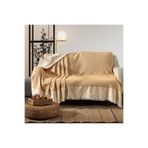 sevinchome Zigzag Natural Keten Koltuk Örtüsü | Koltuk Şalı Çekyat Örtüsü 170x210 cm