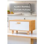 Sevinse Home Ayaklı Bambu Ekmek Dolabı Beyaz Ekmeklik