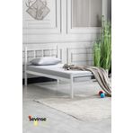 Sevinse Home Tek Kişilik Ferforje Metal Karyola Beyaz