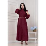 Sevitli Fırfır Detaylı Rüya Elbise-Bordo - 3