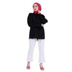 Sevitli Gül Broşlu Kolu Fırfırlı Tunik-Siyah