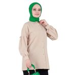 Sevitli Kolu Fırfır Detaylı Tunik-Bej