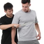 Seviye 5 Koruyucu Tişört, Çarpma Önleyici Kısa Kollu Yuvarlak Yaka Güvenlik Üstü, Metal Üretimi/Ahşap/İşleme/Cam İşçileri için, Açık Gri-L
