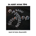 SEVRU Ayak Takma Tırnak Tips, Boyanabilir Jel Uçlar Tips (24 ADET)