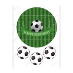 sevvom Yenilebilir Kağıt Futbol Sahası Resimli Happy Birthday Yazılı Pasta Üzeri Şeker Kağıt Baskısı