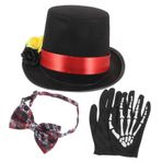 SEWACC 1 Takım Cadılar Bayramı Kafatası Çiçek Şapka İskelet Kravat Eldiven Çorap Seti Dekorasyon Cadılar Bayramı Kostümleri Sahne Kafatası Cosplay Eldiven Bağlamak Dekoratif Şapka Kumaş