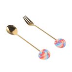 SEWACC 1 Takım Kokteyl Kaşığı Çatalları Çay Kaşığı Şeker Iştah Açıcı Pasta Çatalı Yemek Çatalı Altın Servis Eşyaları Yaratıcı Çatallar Tatlı Pasta Çatalı Kek Kaşığı Dondurma Metal Şirin