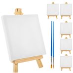 SEWACC 1 Takım Mini Yağlı Şövale Minik Tuvaller Mini Gerilmiş Tuval Diy Boş Boyama Çerçeveleri Tuval Boyamak Için Şövale Sanat Fırçası Yağlı Tuval Yağlı Standı Boşluk Çocuk Odun