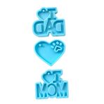 SEWACC 3 Silikon Kalıp Mama Anahtarlık DIY Anahtarlık Kolye Kalıp Charm Tutucu Kolye Için Molde De Para Resina El Yapımı Zanaat Kalıp El Kalıp Kurabiye Kalıpları Bisküvi