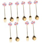 SEWACC 5 Takım Kokteyl Kaşığı Servis Kaşığı Iştah Açıcı Pasta Çatalı Tatlı Pasta Çatalı Dekoratif Kaşık Çatal Salata Kaşığı Dondurma Kaşığı Yaratıcı Çatallar Çatalları Şeker Ev Metal