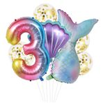 SEWACC 8 Bir Yaşında Balon Seti Kız Bebek 3. Doğum Günü Süslemeleri 3. Doğum Günü Süslemeleri Deniz Kızı Küçük Deniz Kızı Parti Malzemeleri Için Uygun Kuyruk Buket Lateks 3 Üncü