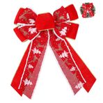 SEWOART Noel Fiyonkları Büyük Kırmızı Fiyonklu Ağaç Tepesi - Dekorasyonlar Için Dayanıklı Polyester