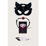 Sexy Görselli Oyun Kartı Kama Sutra Siyah Ağız Topu Maske Set