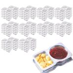 Seyahat için yeniden kullanılabilir atıştırmalık kapları, 100'lü paket, çift bölmeli atıştırmalık kutuları, kapaklı şeffaf plastik sos kapları, seyahat/kamp için taşınabilir ve kullanışlı