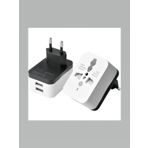 Seyahat Tipi Çift USB Portlu Çevirici Priz Türk-Amerikan ve Ingiliz Fişi Dönüştürücü Adaptör