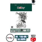 Seyfi Kırtasiye 14X20 cm A5 Eskiz Kara Kalem Çizim Defteri 120 gr Telli 50 Sayfa Herboy - Beyaz