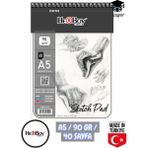Seyfi Kırtasiye 14X20 cm A5 Eskiz Kara Kalem Çizim Defteri 90 gr Telli 40 Sayfa Herboy - Beyaz