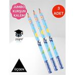 Seyfi Kırtasiye Pelikan Jumbo Üçgen Kurşun Kalem 3 Adet Hayvan Desenli Renkli Başlangıç Kalemi B Derece