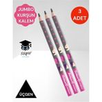 Seyfi Kırtasiye Pelikan Jumbo Üçgen Kurşun Kalem 3 Adet Pembe Renkli Hayvan Desenli Başlangıç Kalemi B Derece