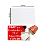 SEYFİKİRTASİYE 114x162 mm Mektup Zarfı 70 gr beyaz renk 500 adet