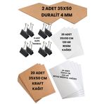 SEYFİKİRTASİYE 35X50 CM DURALİT ÇİZİM KAĞITLARI SETİ KRAFT BRİSTOL RESİM KAĞIDI KLİPS