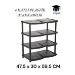 SEYFİKİRTASİYE 4 Katlı Siyah Ayakkabılık Plastik, 47,5 x 30 x 59,5 cm
