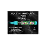 SEYFİKİRTASİYE Tekstil Kumaş Kalemi, Fırça Uçlu 1.5-3 mm, Açık Mavi