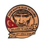 Seyhan Askeri Malzeme ATATÜRK Deri PEÇ BİZİM MAVİYE OLAN SEVDAMIZ- Arma - Kırmızı Bayrak MAvi Göz