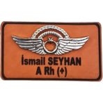 Seyhan Askeri Malzeme Deri Metal Rozetli Kıdemli Pilot Isimliği Tulum Isimlik - Deri Isimlik - Pilot Isimlik